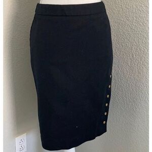 Worthington Black Pencil Skirt With Snap Button Detail Size 4